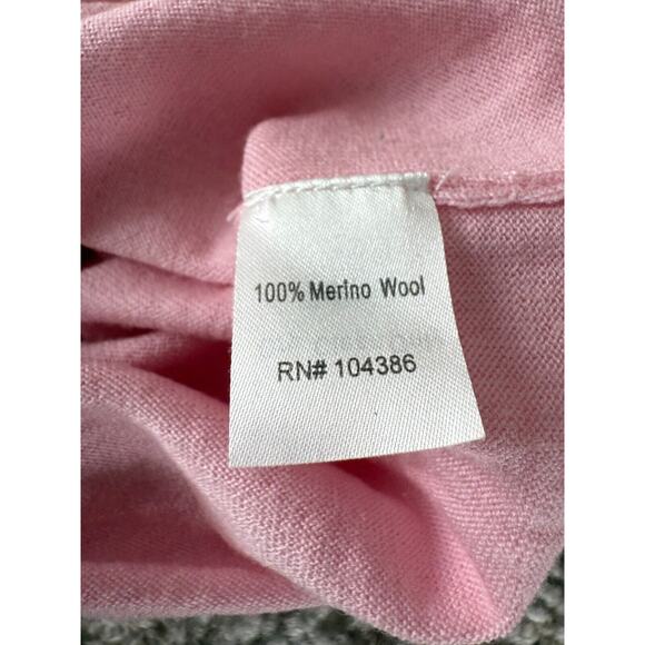 Garnet Hill Sz M Soft Pink 100% Merino Wool Floral Button Cardigan Sweater Light - Picture 8 of 9